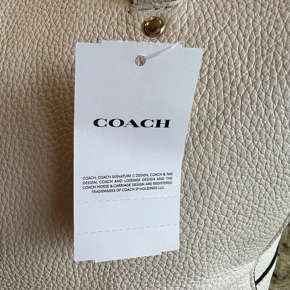 Coach Kleo Carryall Shoulder Bag Chalk White Smooth Pebble Leather Free Shipping - Picture 8 of 16